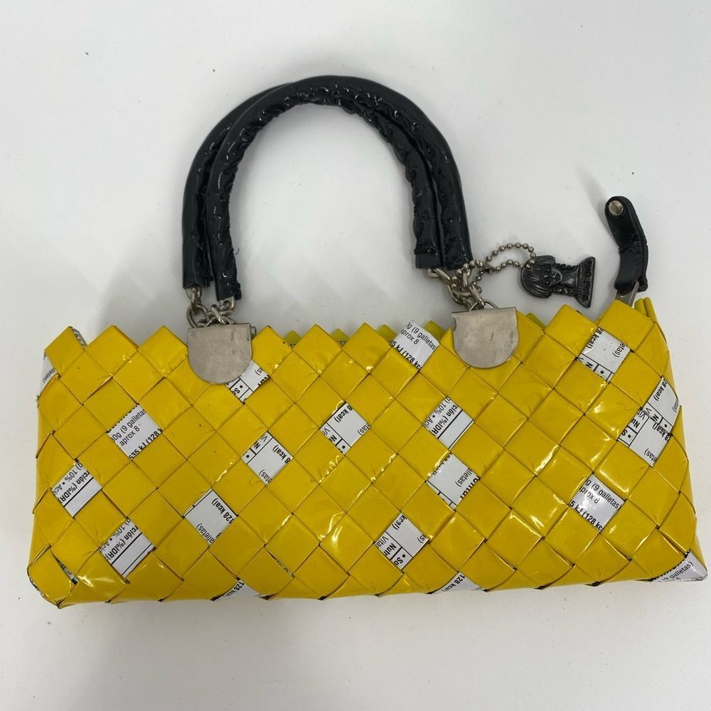 Nahui Ollin Yellow and Black Woven Handbag